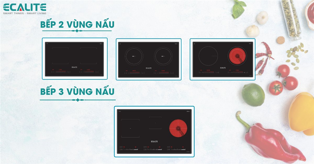 Phân loại bếp Ecalite theo vùng nấu