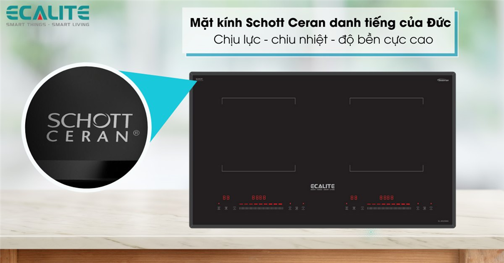 Bếp điện từ Ecalite sử dụng kính Schott Ceran