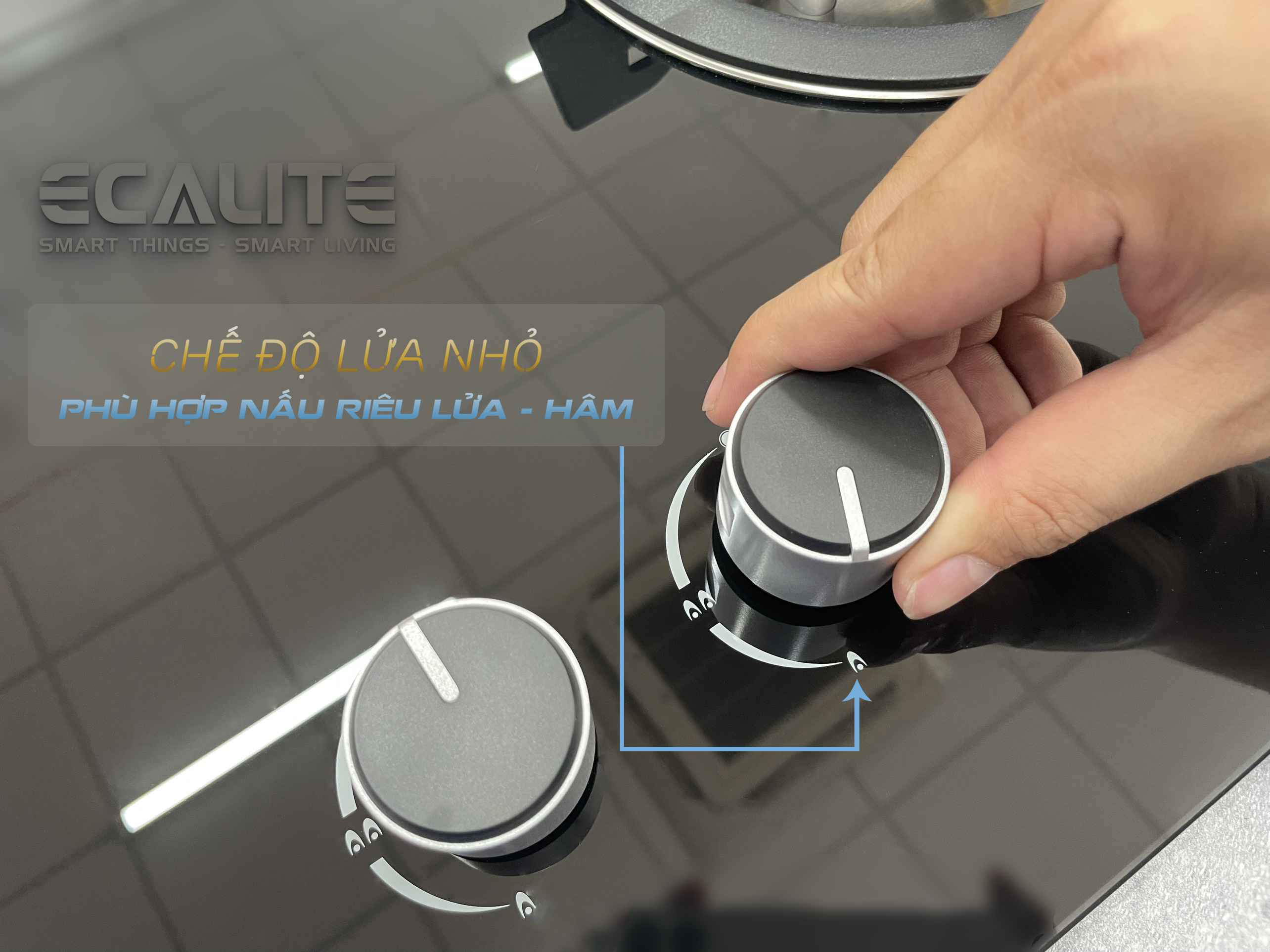 Bếp gas âm 2 vùng nấu Ecalite EG-XD27545B chế độ 1 vòng lửa
