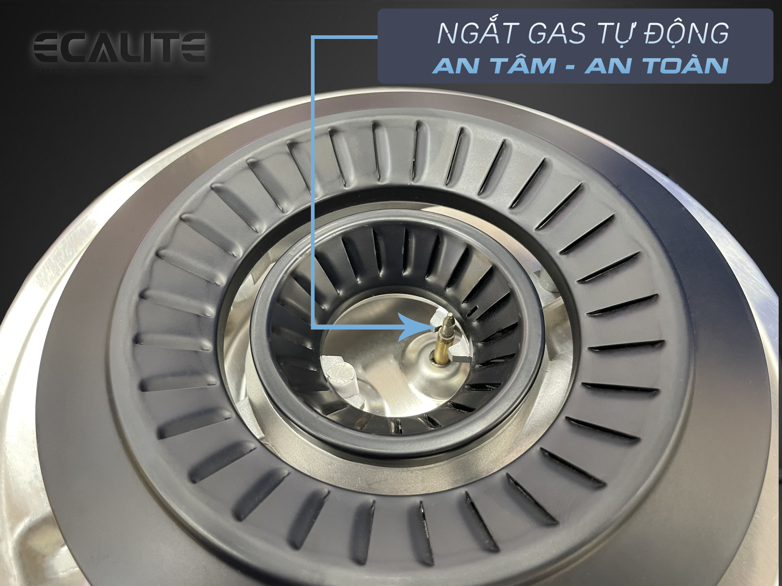 Bếp gas âm 2 vùng nấu Ecalite EG-XD27545B ngắt gas an toàn