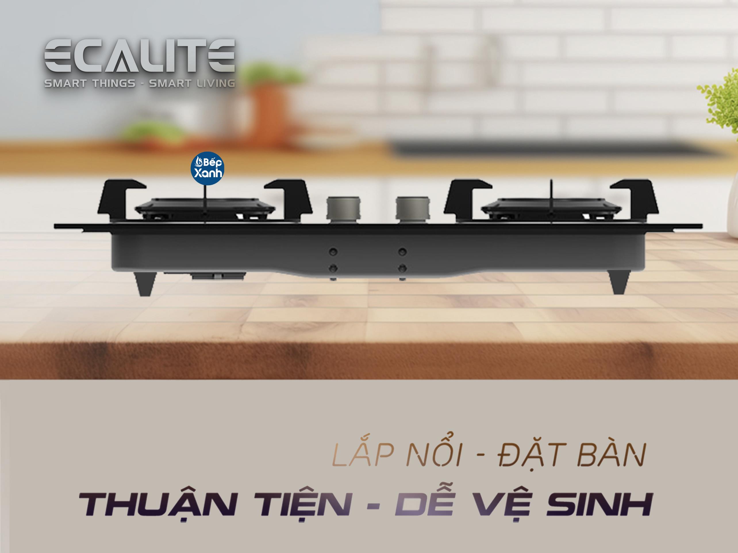 Bếp gas âm 2 vùng nấu Ecalite EG-XD27545B lắp âm hoặc nổi