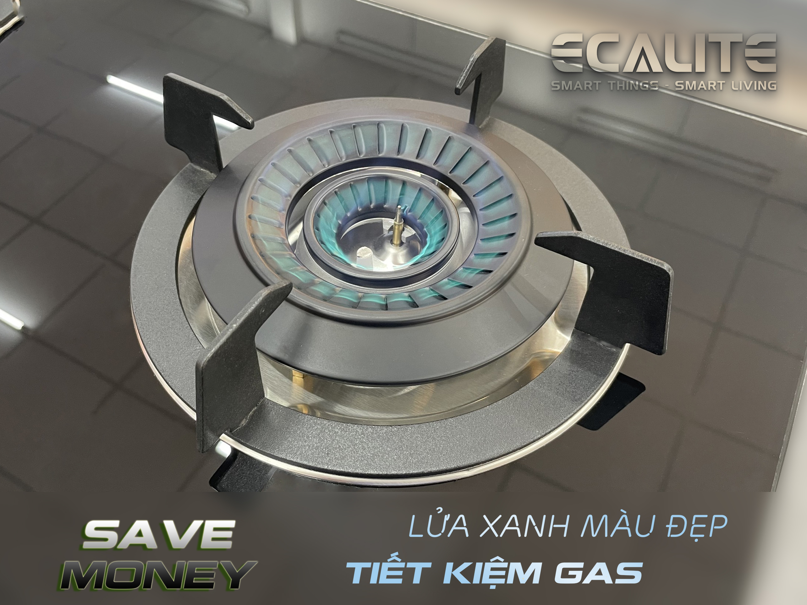 Bếp gas âm 2 vùng nấu Ecalite EG-XD27545B ngọn lửa êm không hỗn lửa