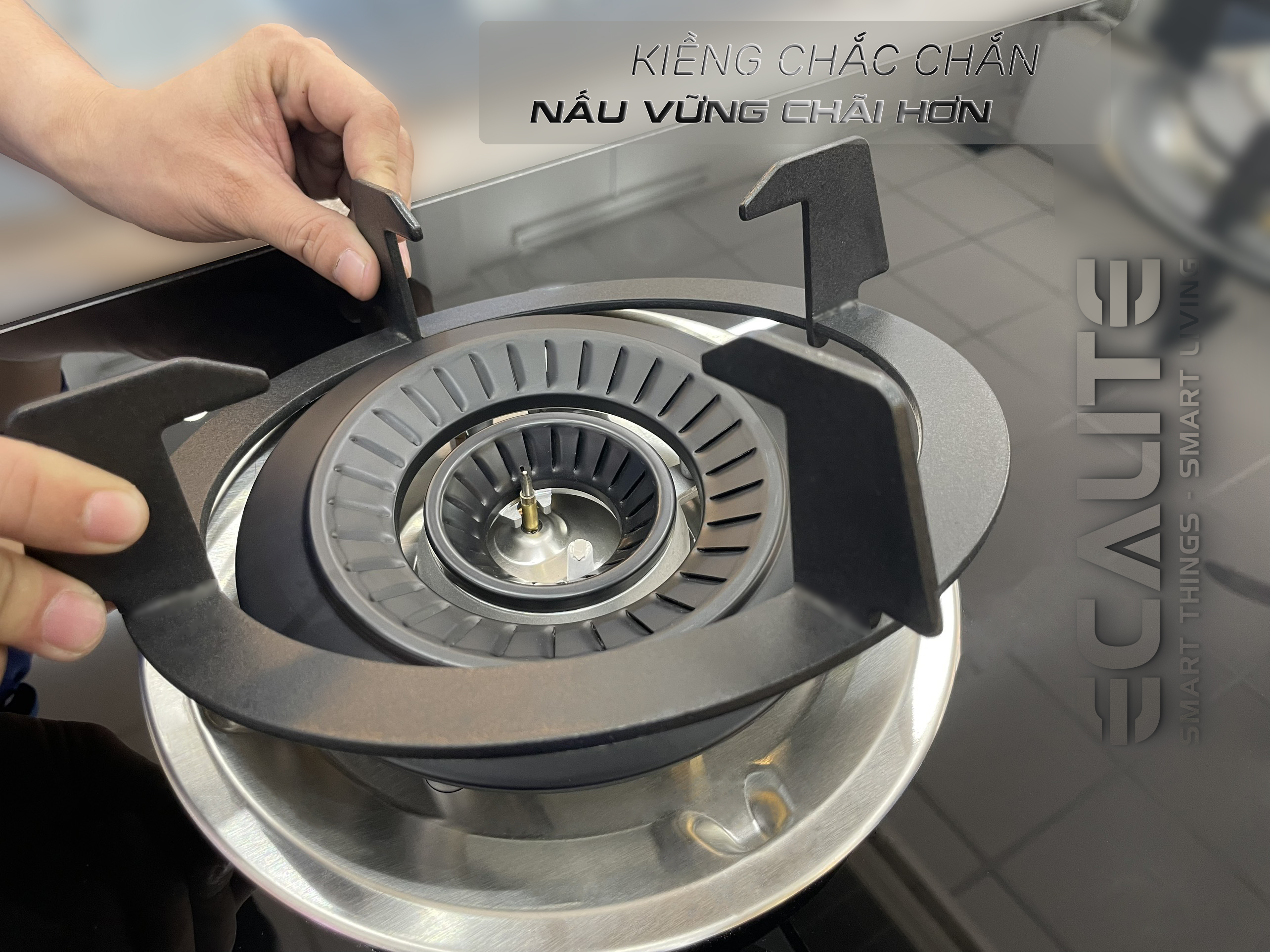 Bếp gas âm 2 vùng nấu Ecalite EG-XD27545B kiềng chắc chắn
