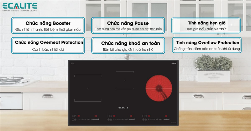 Các chức năng trên bếp kết hợp Ecalite