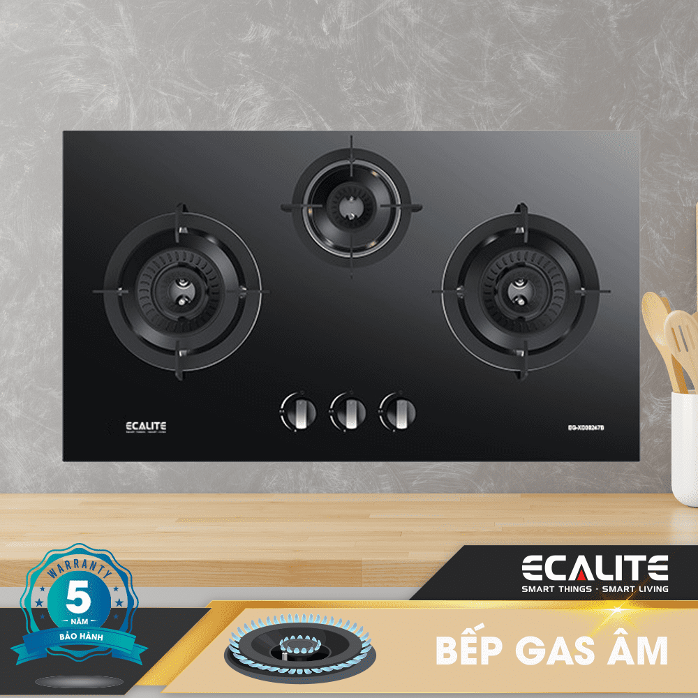 Bếp gas âm 3 vùng nấu Ecalite EG-XD38247B