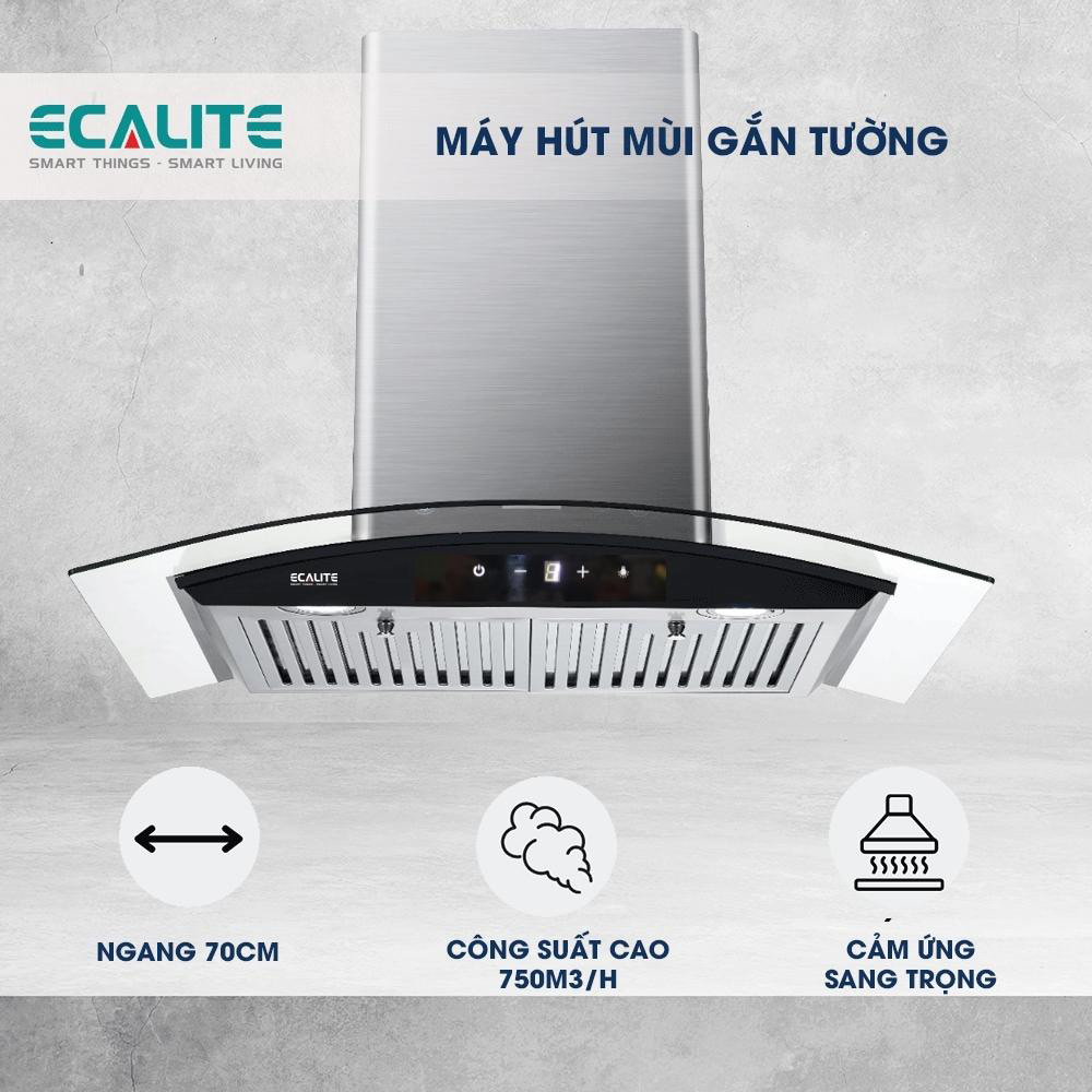 Máy hút mùi áp tường Ecalite EH-GT700T - Ngang 70cm - Điều khiển cảm ứng