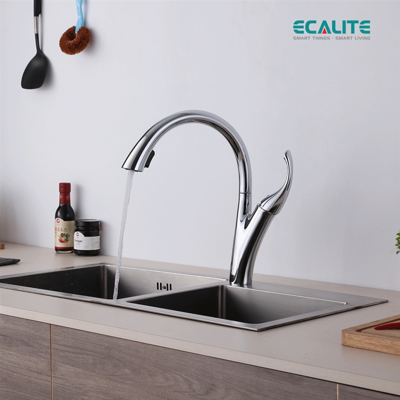 Vòi rửa chén nóng lạnh Pan-tree Ecalite EF-K624C có dây rút