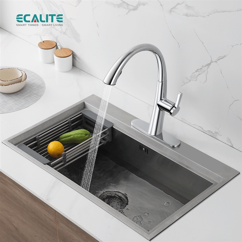 Vòi rửa chén nóng lạnh S-curve Ecalite EF-K114C có dây rút