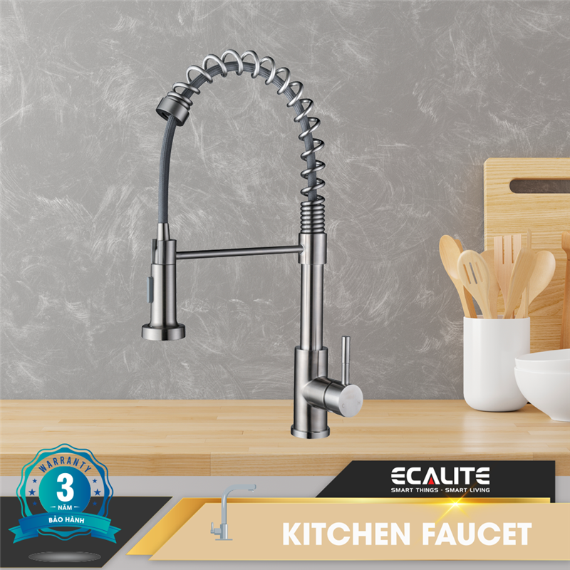 Vòi rửa chén nóng lạnh Single Control Ecalite EF-K102C có dây rút