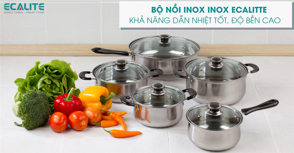 Bộ nồi inox 8 món khả năng dẫn nhiệt tốt