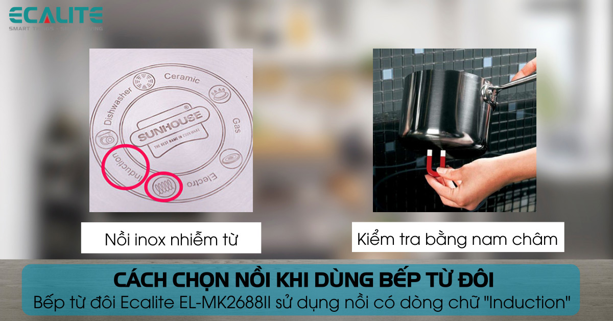cách chọn nồi khi dùng bếp từ đôi