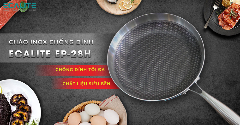 Chảo chống dính inox Ecalite EP-28H