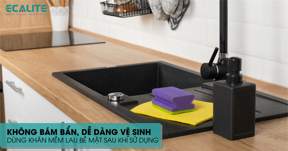 Chậu rửa chén đá Ecalite không bấm bẩn 