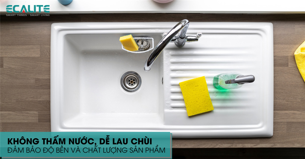 Chậu rửa chén đá Ecalite không thấm nước