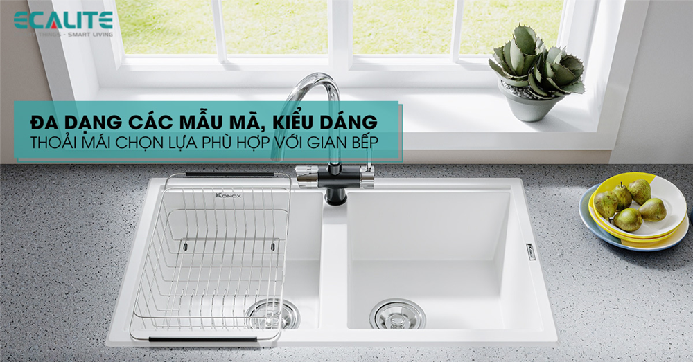 Chậu rửa chén đá Ecalite đa dạng mẫu mã kiểu dáng