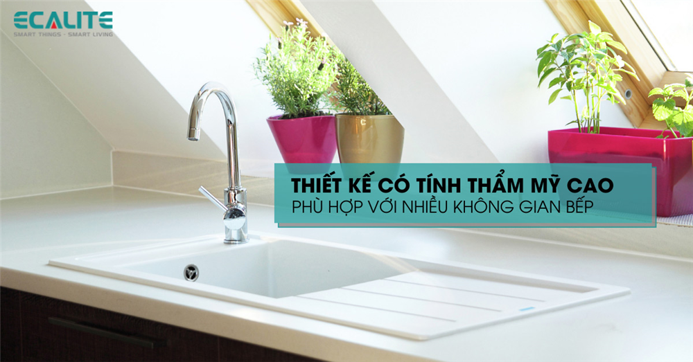Chậu rửa chén đá Ecalite thiết kế tính thẩm mỹ cao 