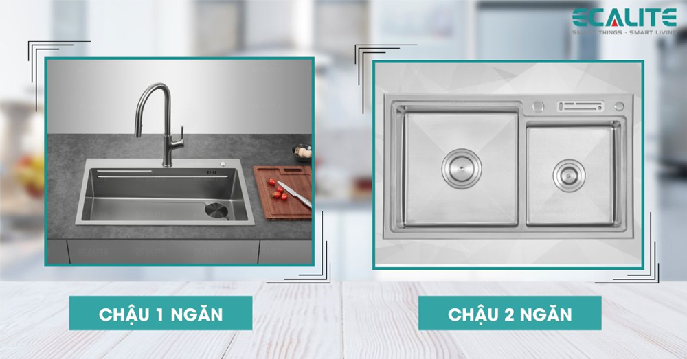 Chậu 1 ngăn và chậu 2 ngăn Ecalite