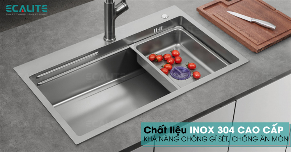 chậu handmade chất liệu inox 304