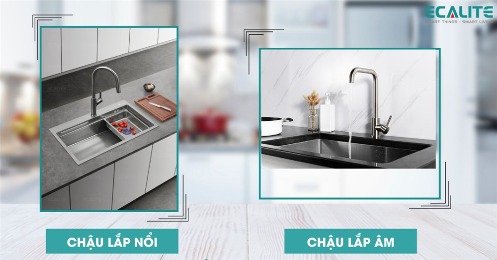 Chậu Ecalite lắp nổi và lắp âm