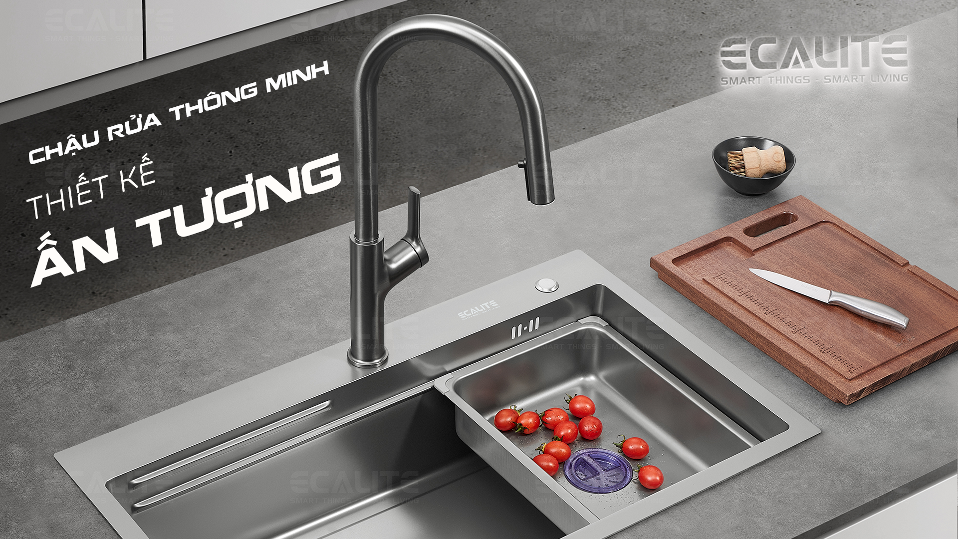 Chậu rửa chén Ecalite thiết kế thông minh