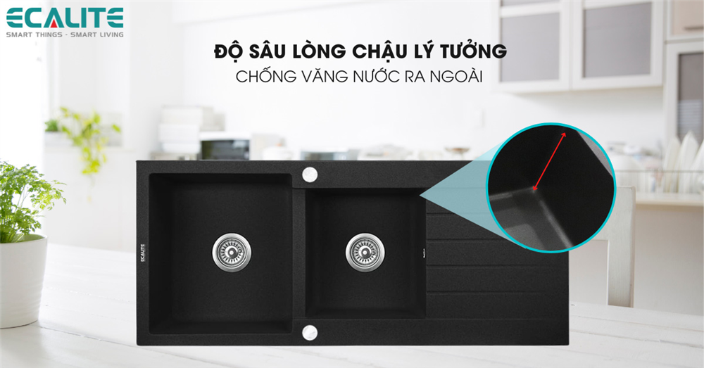 Độ sâu chậu rửa chén đá EFS-2005.11559B Độ sâu chậu rửa chén đá EFS-2005.11559B