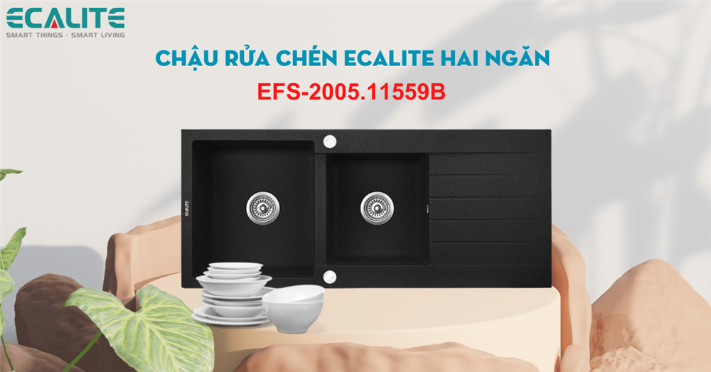 Chậu rửa chén đá 2 ngăn EFS-2005.11559B Chậu rửa chén đá 2 ngăn EFS-2005.11559B