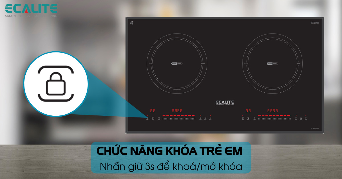 chức năng khóa trẻ em bếp từ đôi
