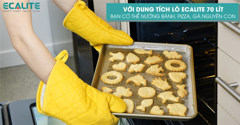 Dung tích lò nướng 70lit phù hợp với gia đình dông thành viên Dung tích lò nướng 70lit phù hợp với gia đình dông thành viên