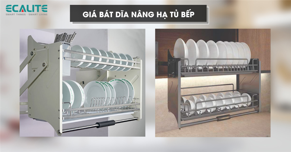 Giá bát đĩa nâng hạ tủ bếp