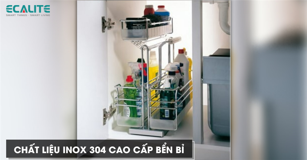 Giá để chai lọ tẩy rửa Ecalite chất liệu inox 304 cao cấp Giá để chai lọ tẩy rửa Ecalite chất liệu inox 304 cao cấp