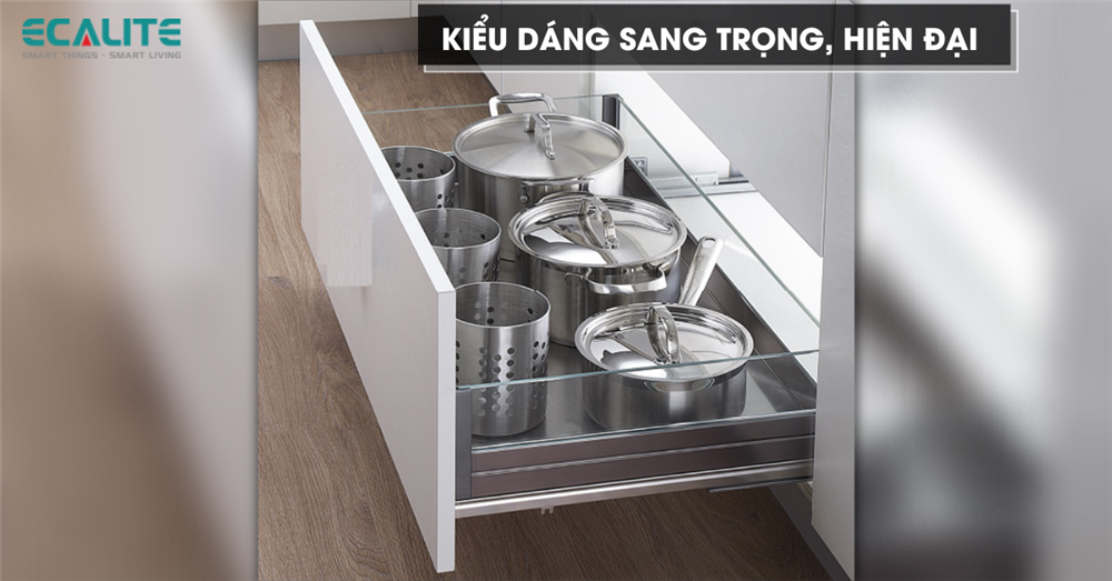 giá xoong nồi bát đĩa Ecalite kiểu dáng sang trọng hiện đại