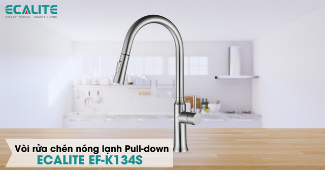 Chất liệu inox 304 sáng bóng của vòi Ecalite EF-K134S