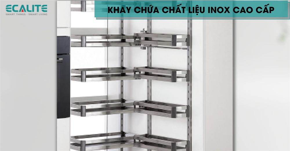 Hệ thống tủ kho Ecalite thiết kế khay chứa bằng inox Hệ thống tủ kho Ecalite thiết kế khay chứa bằng inox