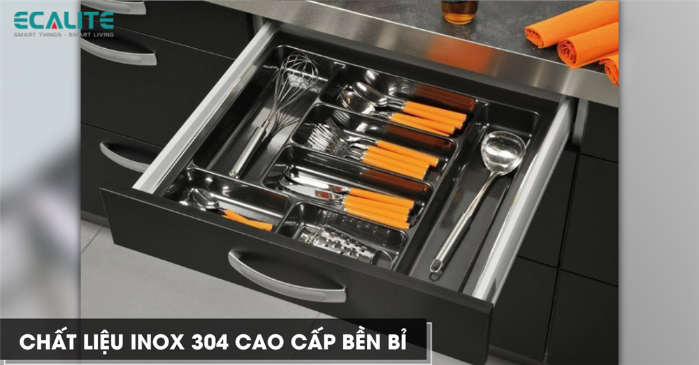 Khay chia muỗng nĩa Ecalite chất liệu inox 304 cao cấp
