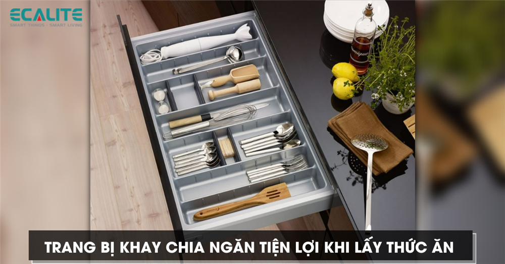 Khay chia muỗng nĩa Ecalite trang bị khay chia ngăn tiện lợi