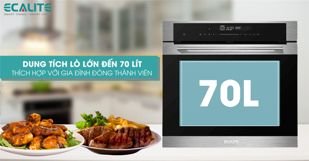 Dung tích lò 70L hợp lý, dễ sử dụng