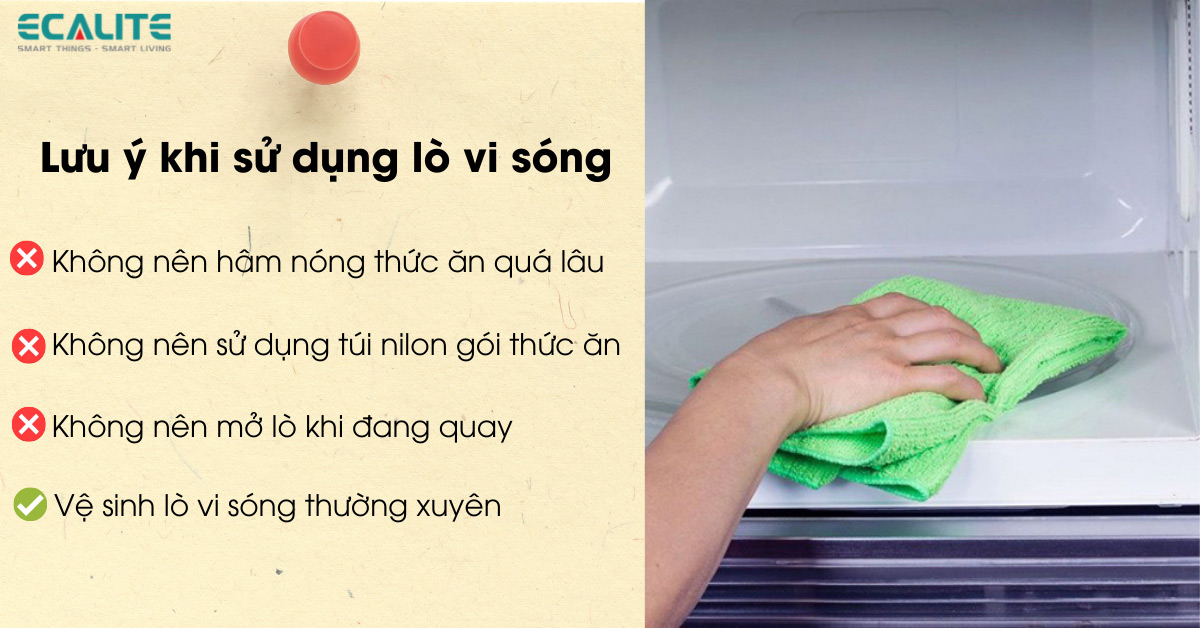 lưu ý khi sử dụng lò vi sóng