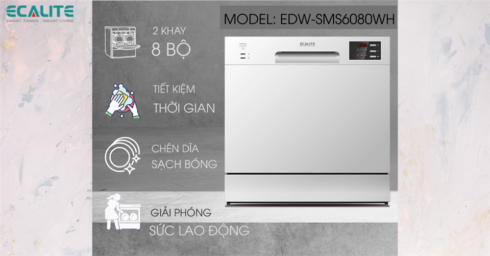 Máy rửa chén mini Ecalite EDW-SMS6080WH