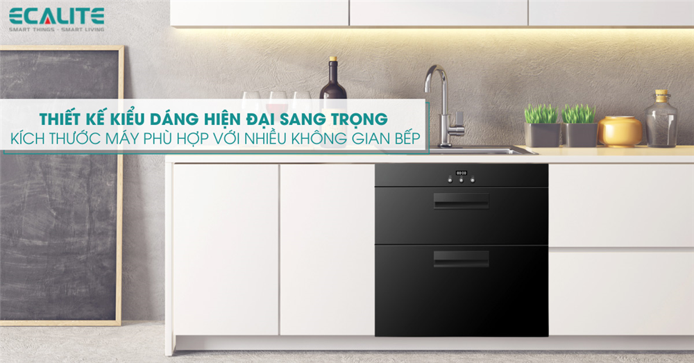 Thiết kế kiểu dáng máy sấy chén Ecalite hiện đại, sang trọng