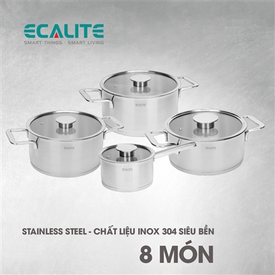 Bộ nồi Inox cao cấp 8 món Ecalite EKW-SA0808