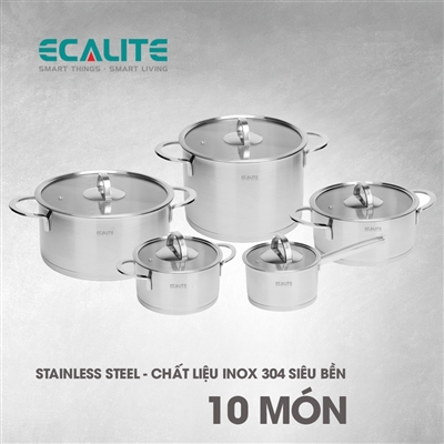 Bộ nồi Inox cao cấp 10 món Ecalite EKW-SA5010