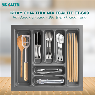 Khay chia thìa dĩa nhựa cao cấp Ecalite ET-600