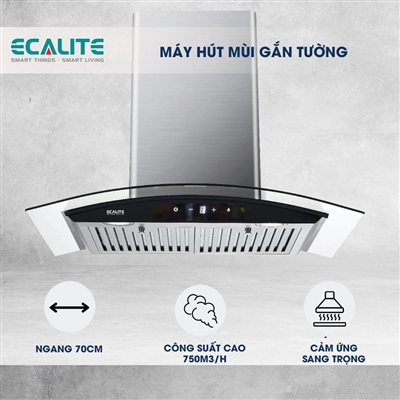 Máy hút mùi áp tường Ecalite EH-GT700T - Ngang 70cm - Điều khiển cảm ứng