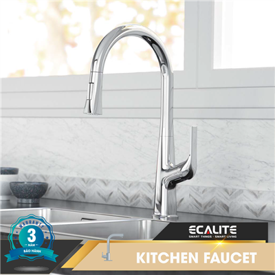 Vòi rửa chén nóng lạnh Pull-out Ecalite EF-K569C có dây rút