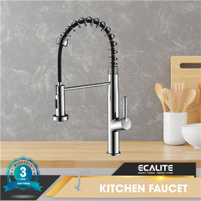 Vòi rửa chén nóng lạnh Pull-out Ecalite EF-K541C có dây rút