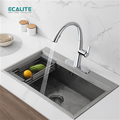 Vòi rửa chén nóng lạnh S-curve Ecalite EF-K114C có dây rút