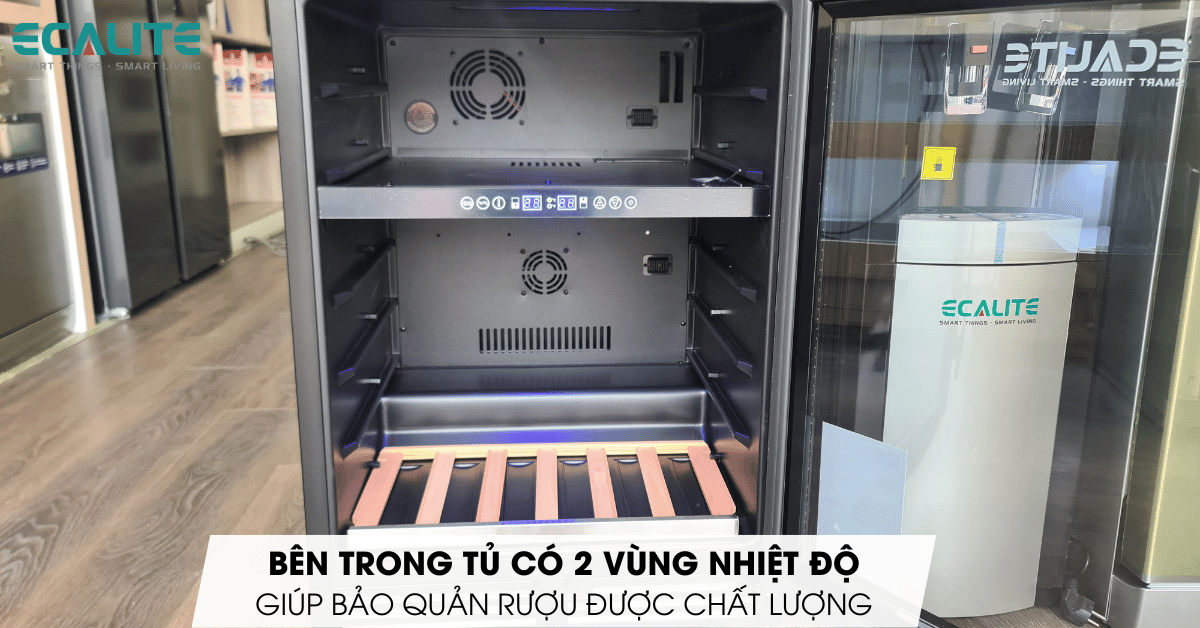 Tủ chia nhiều vùng nhiệt bảo quản đa dạng loại rượu khác nhau