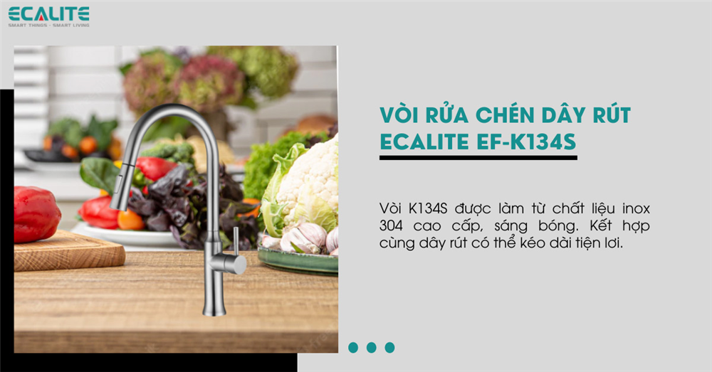Vòi rửa bát EF-K134S thiết kế hiện đại, sang trọng.