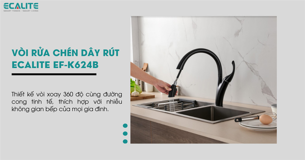 Vòi rửa chén nóng lạnh EF-K624B.