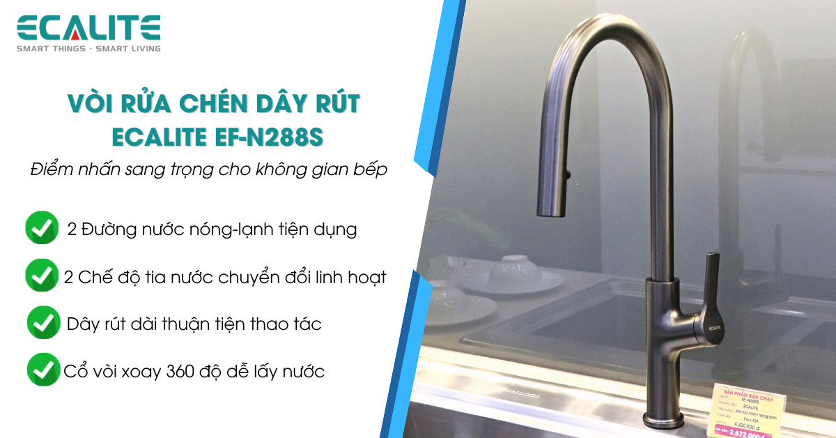 vòi rửa chén dây rút inox Ecalite EF-N288S vòi rửa chén dây rút inox Ecalite EF-N288S